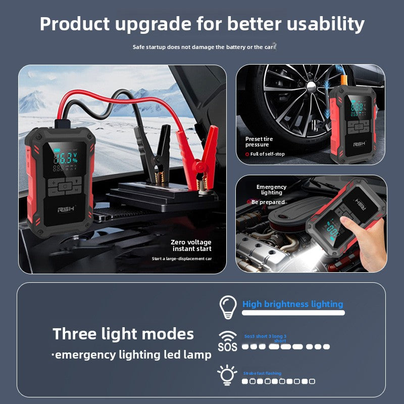 Emergency Jump Starter Power Bank with Air Pump