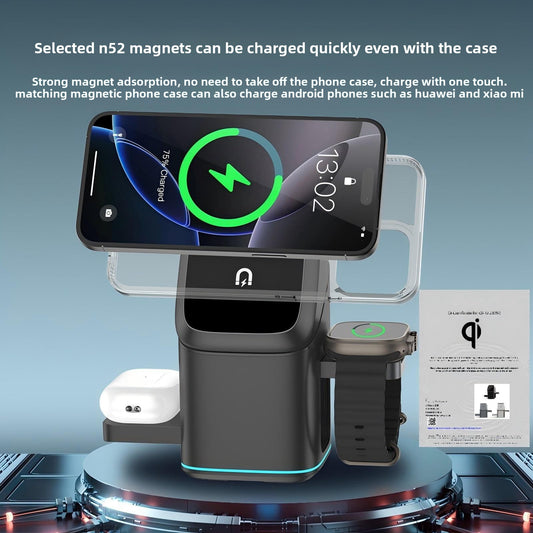 Qi2 Certified 3-in-1 Magnetic Wireless Charger | iPhone, AirPods & Apple Watch